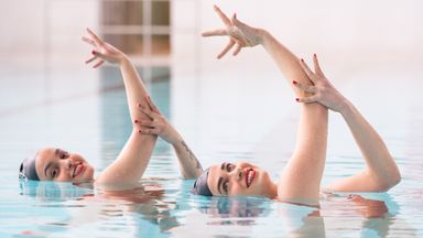 Rebecca Richardson and Genevieve Florence (pictured) are among the members of the Aquabatix synchronised swimming team who hit the pool at Clissold Leisure Centre in north London 